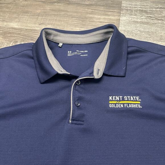 Under Armour Kent State Golden Flashes‎ Blue Mens 2XL Loose Heat Gear Polo Shirt - Picture 1 of 10